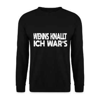 Pyromane Pyrotechniker Feuerwerk Silvester Knallen - Unisex Pullover - Schwarz - Vorne - Alina (178cm) & Michal (187cm)