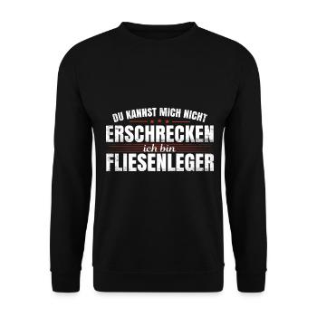 Fliesenleger Plattenleger Nicht Erschrecken - Unisex Pullover - Schwarz - Vorne - Alina (178cm) & Michal (187cm)