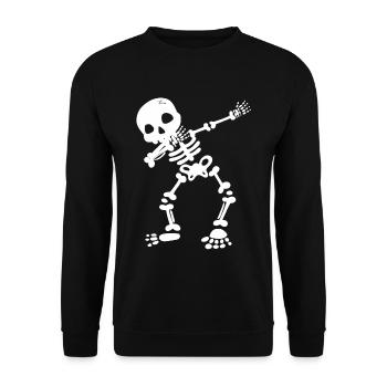 Dab Dance Skelett I Dabbende Knochen I Halloween - Unisex Pullover - Schwarz - Vorne - Alina (178cm) & Michal (187cm)