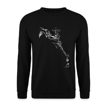 Linienhafte Tänzerin in Bewegung - Unisex Pullover - Schwarz - Vorne - Alina (178cm) & Michal (187cm)