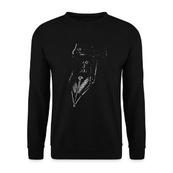 Skizzenhafte Dolchklinge - Unisex Pullover - Schwarz - Vorne - Alina (178cm) & Michal (187cm)
