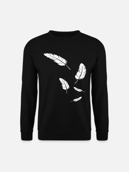Weiße Federn auf Schwarz - Unisex Pullover - Schwarz