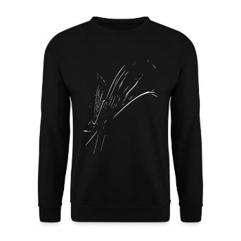 Weißer Pinselstrich-Abstract Schwarz - Unisex Pullover - Schwarz - Vorne - Alina (178cm) & Michal (187cm)