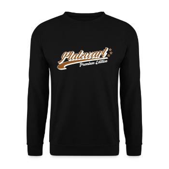Platzwart Retro Schriftzug - Unisex Pullover - Schwarz - Vorne - Alina (178cm) & Michal (187cm)