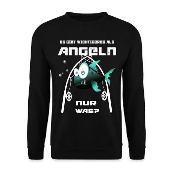 Lustiger Angler Spruch - Unisex Pullover - Schwarz - Vorne - Alina (178cm) & Michal (187cm)