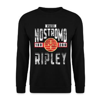 Alien Nostromo Besatzungsrang Ripley - Unisex Pullover - Schwarz - Vorne - Alina (178cm) & Michal (187cm)