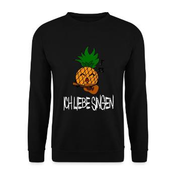 Ich liebe Singen / Musik / Sprüche / Ananas - Unisex Pullover - Schwarz - Vorne - Alina (178cm) & Michal (187cm)