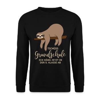 Abschluss Grundschule 5. Klasse Tschüss Faultier - Unisex Pullover - Schwarz - Vorne - Alina (178cm) & Michal (187cm)