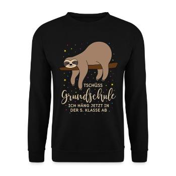 Grundschule Abschluss 5. Klasse Schule Faultier - Unisex Pullover - Schwarz - Vorne - Alina (178cm) & Michal (187cm)