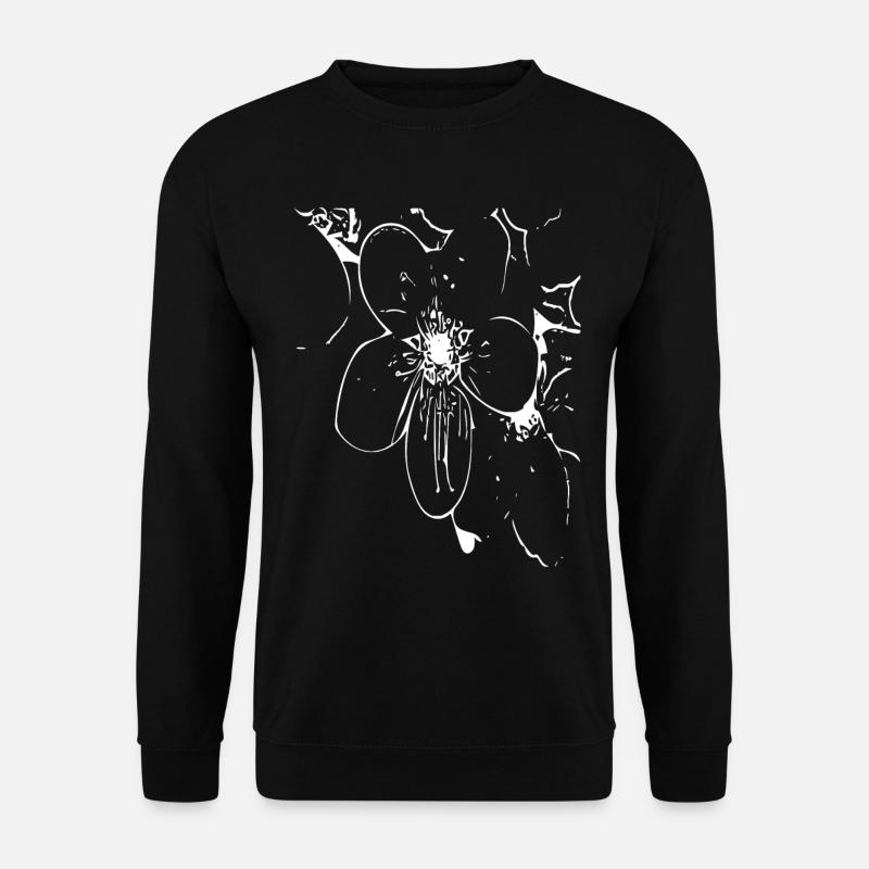 Abstrakte Blume / Linie / Muster / Natur / weiß - Unisex Pullover - Schwarz
