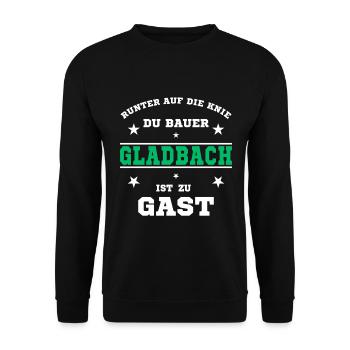 Fussball Fan Gladbacher Stadion - Unisex Pullover - Schwarz - Vorne - Alina (178cm) & Michal (187cm)