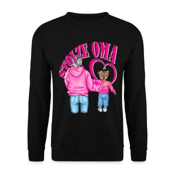 stolze Oma Enkelin Herz - Unisex Pullover - Schwarz - Vorne - Alina (178cm) & Michal (187cm)