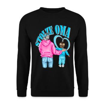 stolze Oma Enkel Herz blonde Haare - Unisex Pullover - Schwarz - Vorne - Alina (178cm) & Michal (187cm)