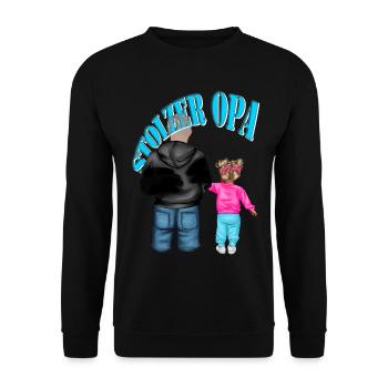 STOLZER OPA - Enkelin blonde Haare Kind Mädchen - Unisex Pullover - Schwarz - Vorne - Alina (178cm) & Michal (187cm)
