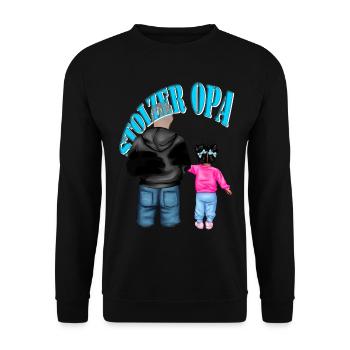 stolzer Opa - Enkelin schwarze Haare Kind Mädchen - Unisex Pullover - Schwarz - Vorne - Alina (178cm) & Michal (187cm)