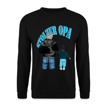 STOLZER OPA-Enkel schwarze Haare Junge Kind - Unisex Pullover - Schwarz - Vorne - Alina (178cm) & Michal (187cm)
