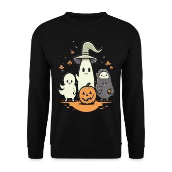 Fantômes d’Halloween câlins avec citrouille - Sweat-shirt Unisexe - noir - Devant - Alina (178cm) & Michal (187cm)