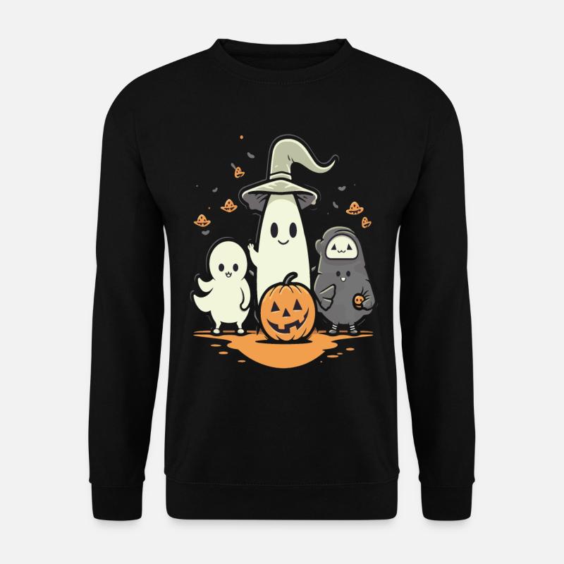 Kuschelige Halloween Geister mit Kürbis - Unisex Pullover - Schwarz