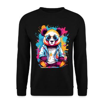 Panda Bär - Unisex Pullover - Schwarz - Vorne - Alina (178cm) & Michal (187cm)