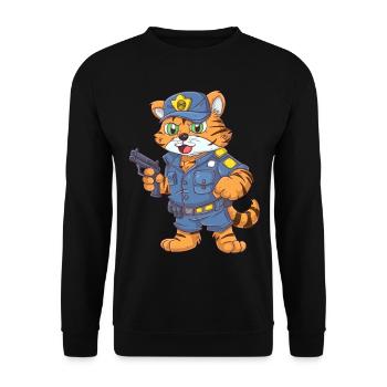 Tiger Polizist - Unisex Pullover - Schwarz - Vorne - Alina (178cm) & Michal (187cm)