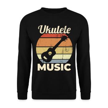 Vintage Ukulele Musik - Unisex Pullover - Schwarz - Vorne - Alina (178cm) & Michal (187cm)