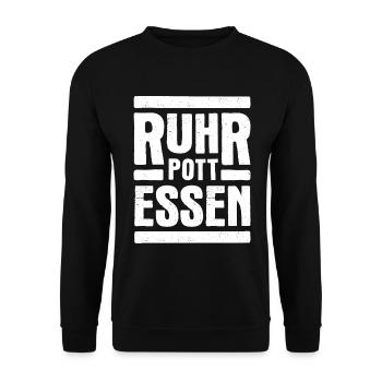 Ruhrpott Essen Motiv Weiß - Unisex Pullover - Schwarz - Vorne - Alina (178cm) & Michal (187cm)