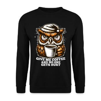 Owl Coffee Tired Gift - Unisex Sweatshirt - black - Front - Alina (178cm) & Michal (187cm)