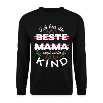 Beste Mama – sagt mein Kind - Unisex Pullover - Schwarz - Vorne - Alina (178cm) & Michal (187cm)