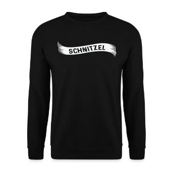 Schnitzel Schriftzug Lieblingsessen Leibgericht - Unisex Pullover - Schwarz - Vorne - Alina (178cm) & Michal (187cm)