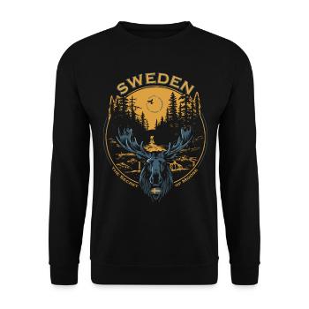 Sweden - Moose - Nature - Unisex Pullover - Schwarz - Vorne - Alina (178cm) & Michal (187cm)
