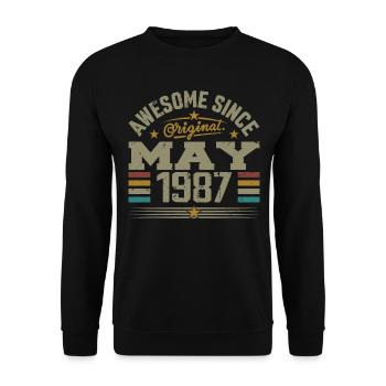 Vintage Mai 1987 Mai 1987 né en Mai 1987 Original - Sweat-shirt Unisexe - noir - Devant - Alina (178cm) & Michal (187cm)