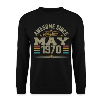 Jahrgang Mai 1970 Mai 1970 Jahrgang Mai 1970 Original - Unisex Pullover - Schwarz - Vorne - Alina (178cm) & Michal (187cm)