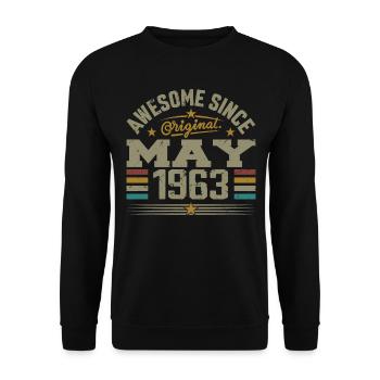Jahrgang Mai 1963 Mai 1963 Jahrgang Mai 1963 Original - Unisex Pullover - Schwarz - Vorne - Alina (178cm) & Michal (187cm)