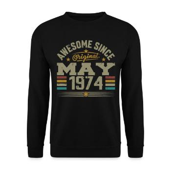 Jahrgang Mai 1974 Mai 1974 Jahrgang Mai 1974 Original - Unisex Pullover - Schwarz - Vorne - Alina (178cm) & Michal (187cm)