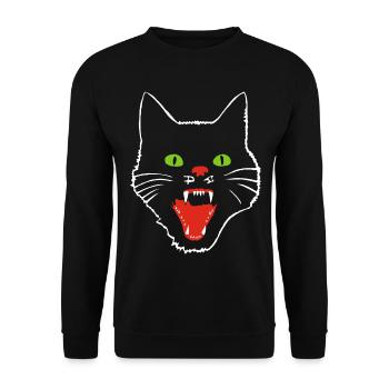 Terrifying cat with green eyes - Unisex Sweatshirt - black - Front - Alina (178cm) & Michal (187cm)
