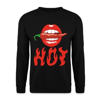Chilischote essen - Unisex Pullover - Schwarz - Vorne - Alina (178cm) & Michal (187cm)