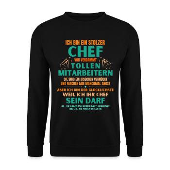 Stolzer Chef von verdammt tollen Mitarbeitern - Unisex Pullover - Schwarz - Vorne - Alina (178cm) & Michal (187cm)