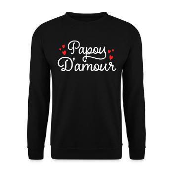 Papou Amour Fête Des Pères Cadeau Papa - Sweat-shirt Unisexe - noir - Devant - Alina (178cm) & Michal (187cm)