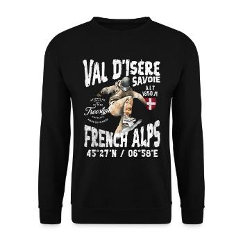 Skateboardeur sur les Alpes Françaises - Sweat-shirt Unisexe - noir - Devant - Alina (178cm) & Michal (187cm)
