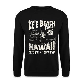 Aloha Surfbrett Hawaii Design - Unisex Pullover - Schwarz - Vorne - Alina (178cm) & Michal (187cm)