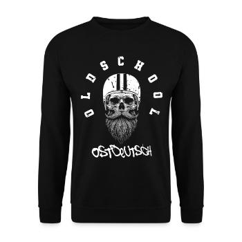 Oldschool Ostdeutsch DDR Moped Helm - Unisex Pullover - Schwarz - Vorne - Alina (178cm) & Michal (187cm)