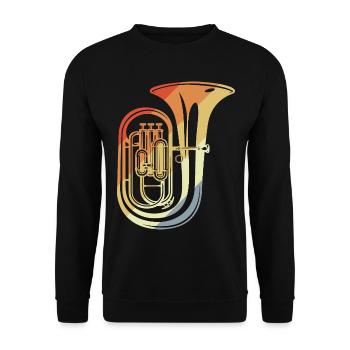 90er Jahre Tuba Skizze - Unisex Pullover - Schwarz - Vorne - Alina (178cm) & Michal (187cm)