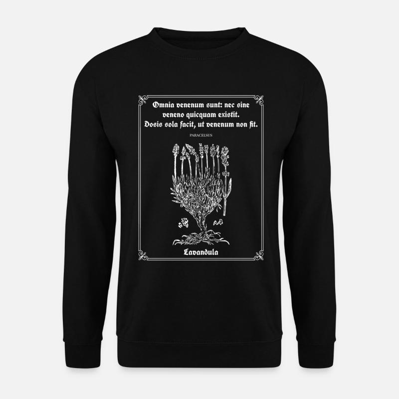 Lateinisches Zitat von Paracelsus – Lavendel Illustration - Unisex Pullover - Schwarz