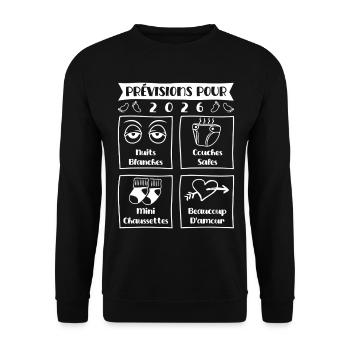 Prognosen für 2026, zukünftige Mama, zukünftiger Vater - Unisex Pullover - Schwarz - Vorne - Alina (178cm) & Michal (187cm)