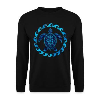 Buntglas Hawaiianische Maori-Meeresschildkröte - Unisex Pullover - Schwarz - Vorne - Alina (178cm) & Michal (187cm)
