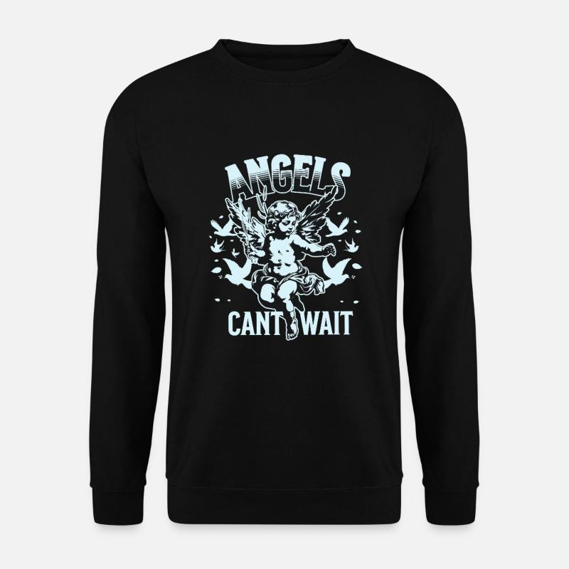 Engel T-Shirt Unisex Angels Can’t Wait VintageTee - Unisex Pullover - Schwarz