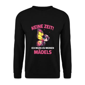 Motifs de papillons colorés avec police amusante - Sweat-shirt Unisexe - noir - Devant - Alina (178cm) & Michal (187cm)