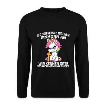 Ne plaisante jamais avec une licorne - Sweat-shirt Unisexe - noir - Devant - Alina (178cm) & Michal (187cm)