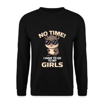 Loutre - Pas le temps, je dois aller chez mes filles - Sweat-shirt Unisexe - noir - Devant - Alina (178cm) & Michal (187cm)
