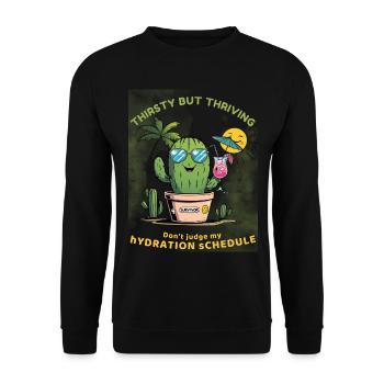 Summer cactus – Thirsty but full of life - Unisex Sweatshirt - black - Front - Alina (178cm) & Michal (187cm)